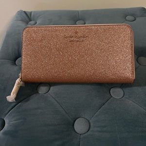 Kate Spade Shimmy Glitter Large Continental Wallet - rose gold